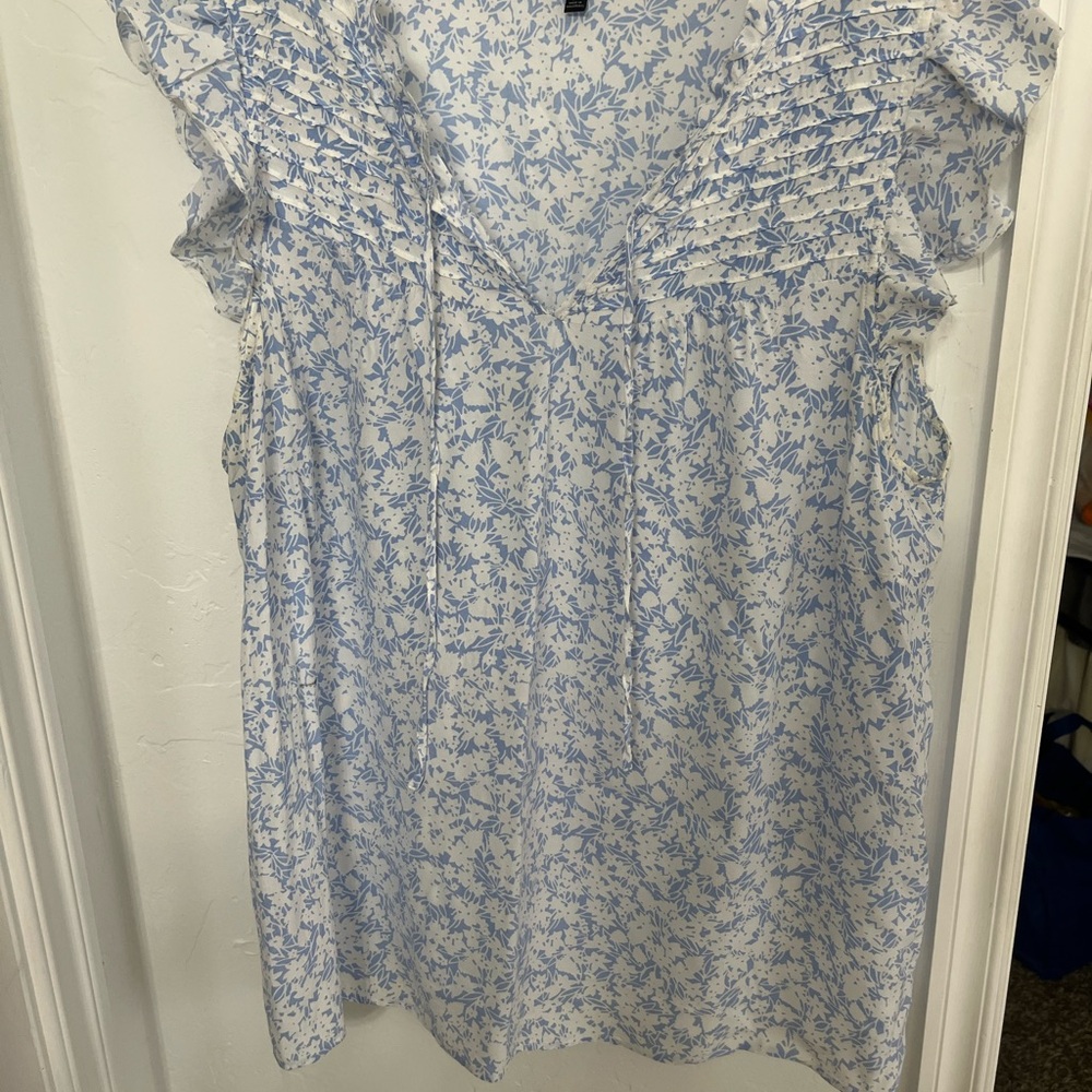Talbots Blue and White Floral Blouse